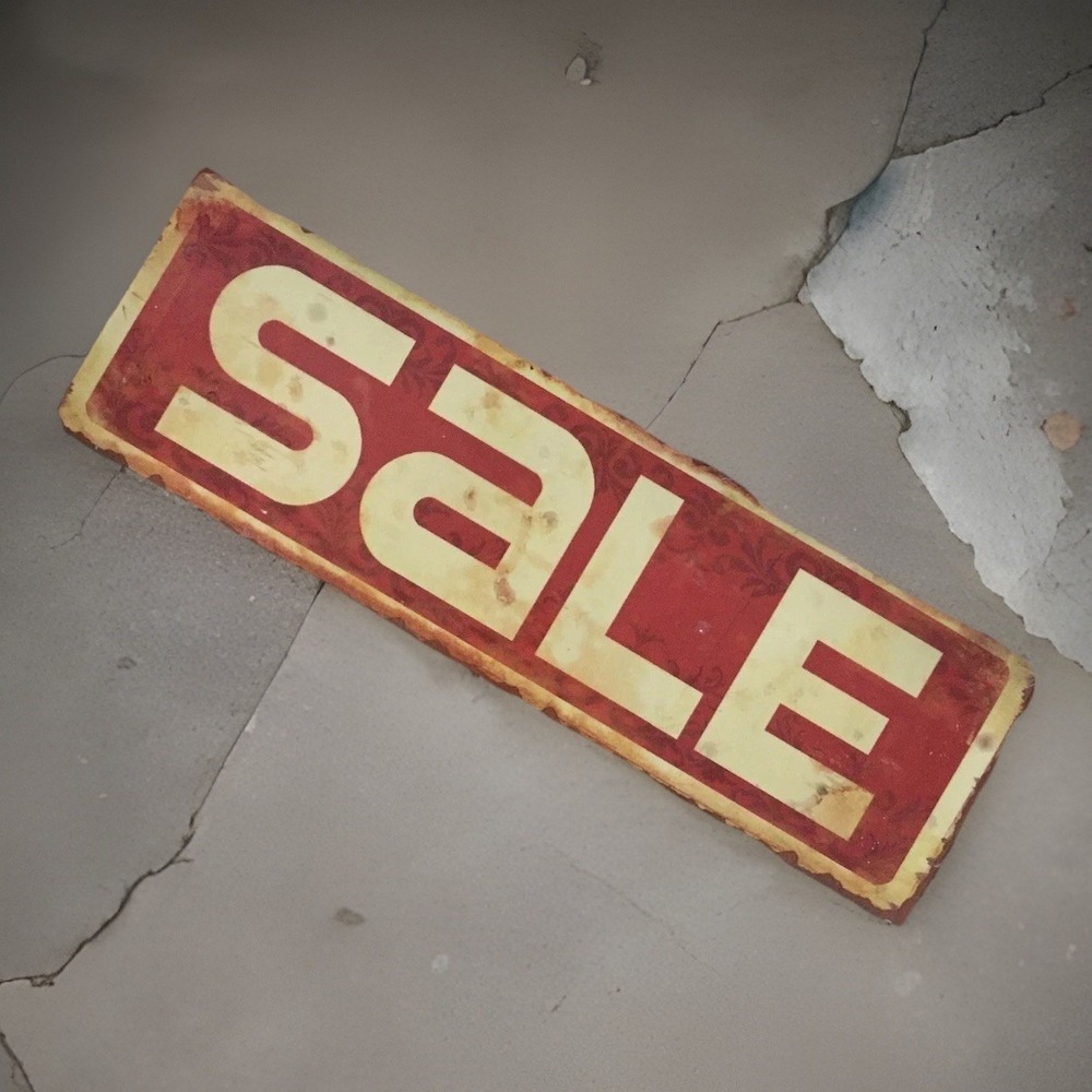 12" Vintage Style Metal SALE Boutique Store Sign Wall Decor Red Damask Pattern